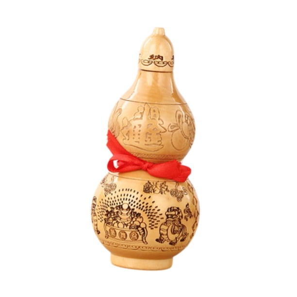 Adorno de calabaza artesanal, regalo de inauguración de la casa, estatua artística portátil Wu Lou Feng Shui Diseño de tazón del tesoro