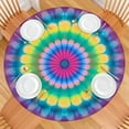 thumbnail image 2 of Pink Tie Dye Petal Mandala Pattern Round Fitted Tablecloth with Elastic Edge,Dining Table Cover Waterproof,Outdoor Round Tablecloth for Camping,Dining,Indoor and Outdoor, 2 of 7