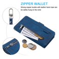 thumbnail image 4 of Dteck Wallet Case For Samsung Galaxy A51 4G, Matte PU Leather Case Built-in 9 Card Slots Zipper Purse Flip Cover With Hand Strap, Blue, 4 of 7