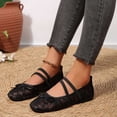 thumbnail image 5 of Women's Floral Embroidered Mesh Flats Square Toe Strap Breathable Ballet Shoes for Dressy Trendy Work Office Wedding Daily Ballerina Black 5.5, 5 of 9