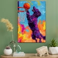 thumbnail image 2 of Irish Water Spaniel Dog Playing Basketball Stretched Canvas Size 8x12 – Vintage Style Irish Water Spaniel Dog Art for Basketball Fans, Great Gift for Dog Owners, 2 of 5