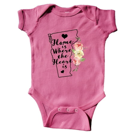 

Inktastic Vermont Home is Where The Heart is with Watercolor Floral Gift Baby Girl Bodysuit