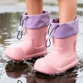 thumbnail image 3 of Otqutp Toddler Boys Girls Rain Boots Kids Color Block Waterproof Rubber Mid Calf Booties Adjustable Drawstring Cuff Non Slip Rain Shoes, 3 of 6