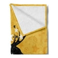 thumbnail image 2 of Saying Soft Flannel Fleece Throw Blanket, Silhouette of Deer Animal with Antlers on a Doodle Background, Cozy Plush for Indoor and Outdoor Use, 50" x 60", Earth Yellow Black White, by Ambesonne, 2 of 5