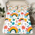 thumbnail image 2 of Feelyou Cherry Blossoms Kids Bed Sheets, Kawaii Floral Flower King Sheets, Cartoon Rainbow Sheet Set, Lightweight Room Decor, 4pcs, 2 of 7