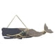 thumbnail image 1 of Decoración de pared con forma de pez de madera, placa rústica náutica con diseño de espina de pescado, decoración para el hogar con temática playera, escultura de pez para baño, Ballena, 1 of 8