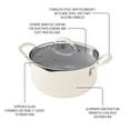 thumbnail image 5 of The Pioneer Woman Sutton 17-Piece Ceramic Cookware Set with Strainer Lids and Cookie Sheet with Rack, Cream, 5 of 18