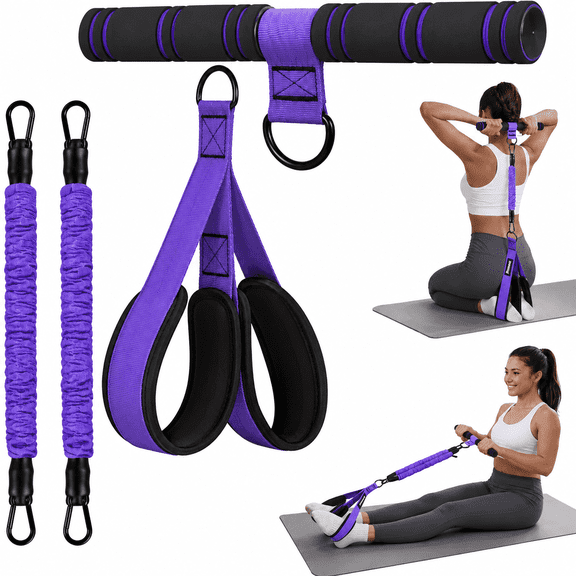 Pedal Resistance Band with Handles, Adjustable Foot Pedal Exercise Band for Full Body Workout, Sit Up Pull Rope for Abs, Arms, Legs, Waist, Home Gym Fitness Equipment
