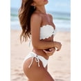 thumbnail image 4 of Swimsuit Bikini, Full Coverage Bikini, Two Piece Swimsuit for Women, Womens Bikini Swimsuits, Womens Wavy Edge Bandeau Bikini Strapless Tie Back Side String Bathing Suits Two Piece Swimsuit, White L, 4 of 6