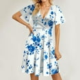 thumbnail image 4 of Nmnitkp Womens Summer Dress Floral Print Elegant Deep V Neck Fashion Short Sleeve Dress Fashionable and Beautiful,Summer Dresses for Women 2025 Multicolor,M, 4 of 7