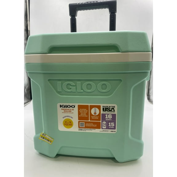 Open Box IGLOO PROFILE 24 CANS/16QT ROLLING COOLER - SEAFOAM
