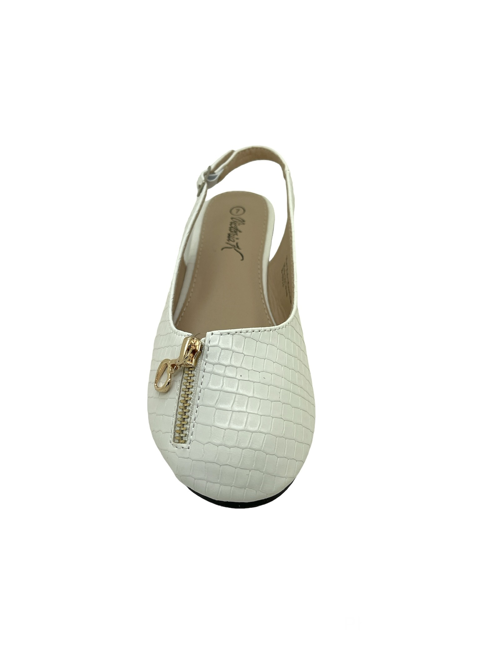 Women Fashion Comfort Opened Side Flats W/Mock Front Zipper.