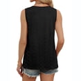 thumbnail image 3 of Women's Sleeveless Tank Top - V-Neck Eyelet Button Front Blouse for Summer Casual/Beach Outfits Black S, 3 of 5