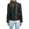 thumbnail image 4 of S P Y M Womens Faux Leather Jacket, Moto Biker Coat, Quilted Zip Up Outwear,Regular and Plus Size, 4 of 5
