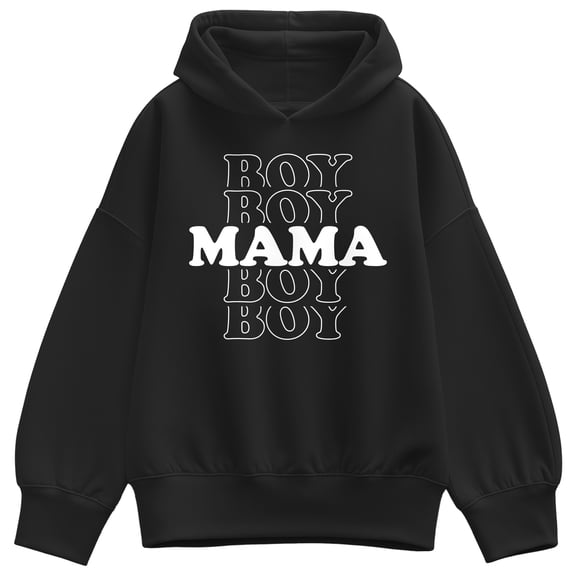 Instant Message - Boy Mama Stacked Oversized Fleece Hoodie Sweatshirt