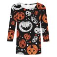 thumbnail image 1 of Puntoco Camiseta Suelta con Estampado de Moda para Mujer Camisa de Manga de Siete Puntos Camiseta Informal con Cuello Redondo Puntoco Puntoco-2894, 1 of 4