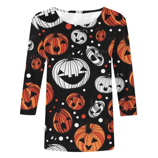 Puntoco Camiseta Suelta con Estampado de Moda para Mujer Camisa de Manga de Siete Puntos Camiseta Informal con Cuello Redondo Puntoco Puntoco-2894