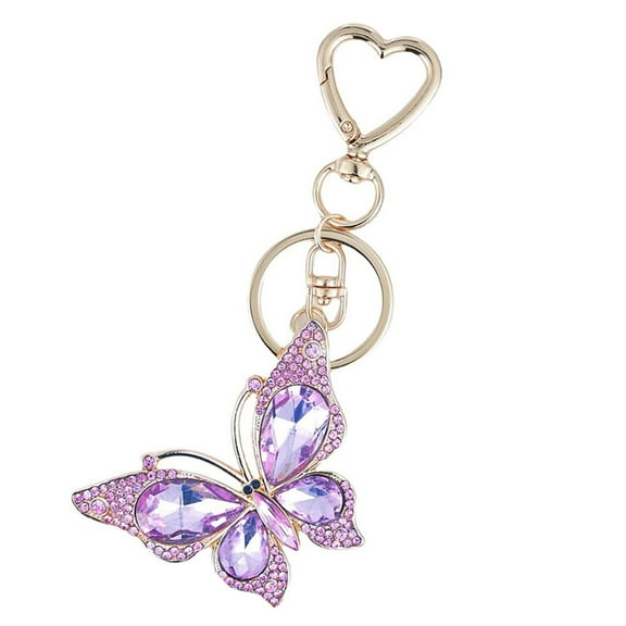 Sparkling Butterfly Bag Charm Keyring Accessory Key Pendant Metal Texture Perfect for Decorating Purse and Backpack