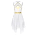 thumbnail image 5 of Kaerm Womens Liturgical Praise Dance Dress Metallic Shiny Cross Church Robe Praisewear Worship Dance Dress White XL, 5 of 7