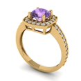 thumbnail image 2 of 1.335 ctw with Simulated Diamond Halo Accents Anniversary Ring for Women | Round Cut Simulated Alexandrite | Hyperallergenic Solid 14K Yellow Gold, 2 of 5