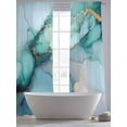 thumbnail image 5 of Turquoise Gold Marble Sheer Curtains 96 Inch Length 2 Panels Set, Abstract Teal Modern Geometric Voile Window Treatment Semi Sheer Long Curtains Drapes for Bedroom/Living Room/Kitchen 52"x96"x2, 5 of 7