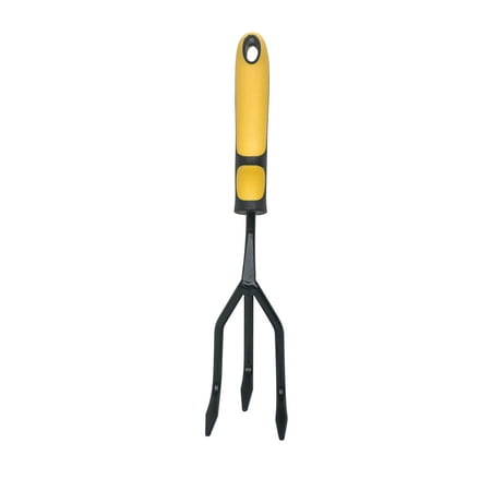 EG Expert Gardener 12.6 inch Steel Cultivator - Black and Yellow Ergonomic Handle and Comfort Grip