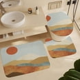 thumbnail image 6 of Sun And Mountain Boho Art 4 Piece Bathroom Shower Curtain Sets with Non-Slip Rugs, Toilet Lid Cover and Bath Mat Modern Mid Century Landscape Artwork Waterproof Shower Curtain, 6 of 8
