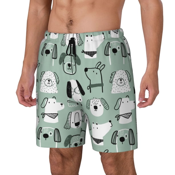 Balery Puppy Bañador para hombre, shorts de playa de secado rápido con entrepierna y forro de compresión-Medium