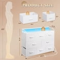 thumbnail image 2 of Bigleap LED TV Stand 8-Drawer Dresser with Charging Station, Fabric Chest of Drawers for Bedroom, Living Room, Hallway & Entryway, White, 2 of 8