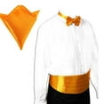 thumbnail image 2 of 3 Pcs Nœud Papillon en Satin pour Hommes, Mouchoir en Forme de Cummerbund, Or, Jaune, 2 of 9