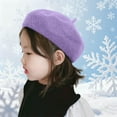 thumbnail image 2 of SuTry Boys Girls Knit Beret Hat Warm Soft Plush Fall Winter Fashion Painter Cap Toddler Kids Cozy Cold Weather Headwear(Purple,2-4 Years), 2 of 6