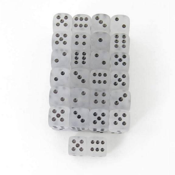 Clear Frosted Dice with Black Pips 12mm (1/2in) D6 Pack of 50 Wondertrail