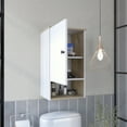 thumbnail image 3 of Nmkwnr Single Door Wall Cabinet with 1 Open Shelf and 2 Inner Shelves, White+Brown, 3 of 10