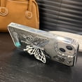 thumbnail image 2 of Butterfly Phone Case Compatible with iPhone 13/14, Luxury Glitter Cute 3D Hollow Clear Silver Electroplate Butterfly Phone Cover with Hold Stand, 2 of 10