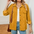 thumbnail image 4 of Njoeus Women Corduroy Button Up Collared Shirt Jacket Solid Color Casual Long Sleeve Blouses Tops S-XXL, 4 of 8