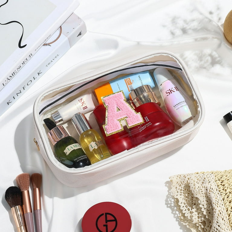 YOOLIFE Initial Make Up Bag Travel Toiletry Bag, Clear Makeup Bag