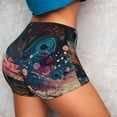 thumbnail image 4 of Rateoe Abstract Peacock Painting Printed Power Workout Shorts for Women Tummy Control Squat Proof Ribbed Thick Seamless Scrunch Active Short-X-Large, 4 of 8