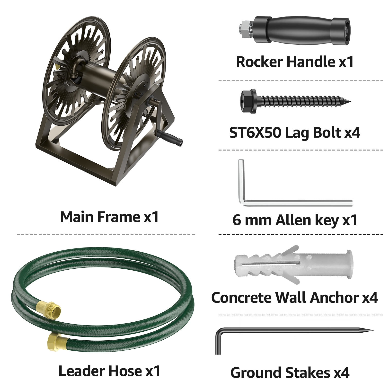 Outlandpro Garden Wall/Floor Mount Hose Reel, Decorative Hose Reel, Garden Heavy-Duty Water Hose Holde, Holds 200-Feet of 5/8-Inch Hose