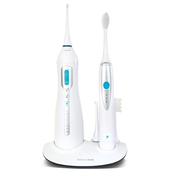 ToiletTree Products Poseidon Oral Irrigator and Electric Toothbrush Combo, Rechargeable Water Flosser Set