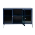 thumbnail image 4 of 3-Door Contemporary Glass & Metal Sideboard in Blue, 4 of 5