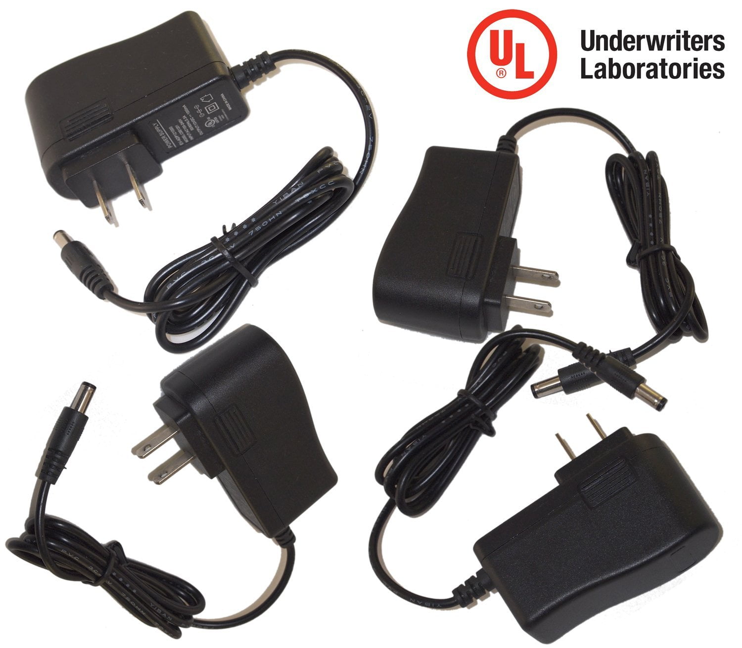 Evertech 4 Pcs 1 Amp 1000mA Adapter Plugs Power Devices 12V DC Supply