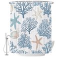 thumbnail image 2 of Light Blue Coral Coastal Shower Curtains for Bathroom, Summer Beach Starfish Shell Waterproof Fabric Shower Curtain, Decorative Bathroom Curtain for Bathtub, 72"x84" , No Hooks Included, 2 of 9