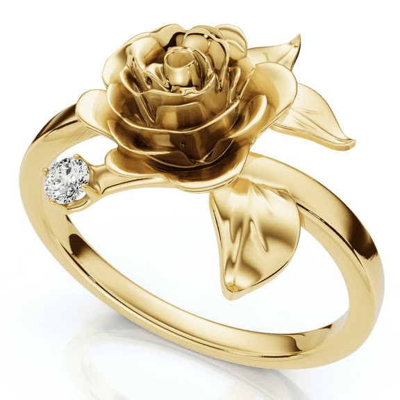Pompeii Rose and Diamond Engagement Ring 14k Gold Lab Grown (E/F,VS1-VS2)