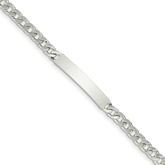 Sterling Silver 8in Engravable Curb Men's Link ID Bracelet