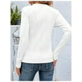 thumbnail image 4 of Long Sleeve Tee Shirts for Women Casual Loose Crewneck Ribbed Knit Blouse Trendy Fall Pullover White M, 4 of 7
