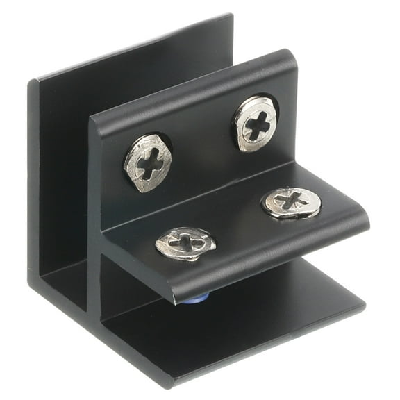 90 Degree Glass Clamp, 1 Pack for 10-12mm Thickness Adjustable Glass Shelf Support Bracket, Black