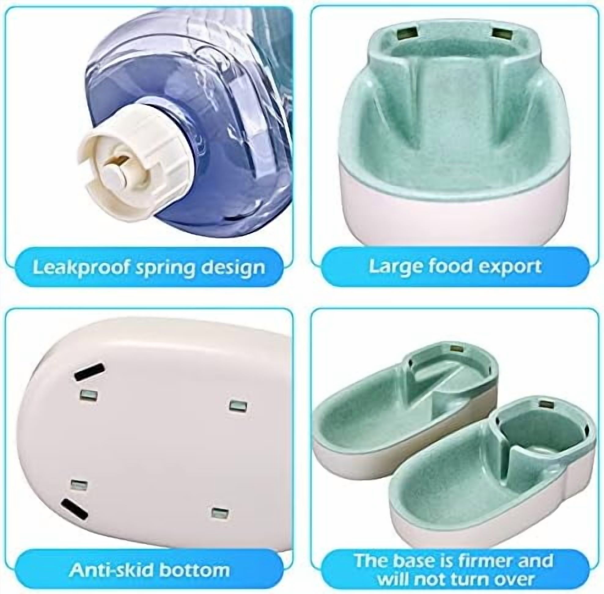 Automatic Dog Cat Feeder and Water Dispenser Gravity Food Feeder and Waterer Set with Pet Food Bowl for Small Medium Dog Puppy Kitten, Large Capacity 1 Gallon x 2