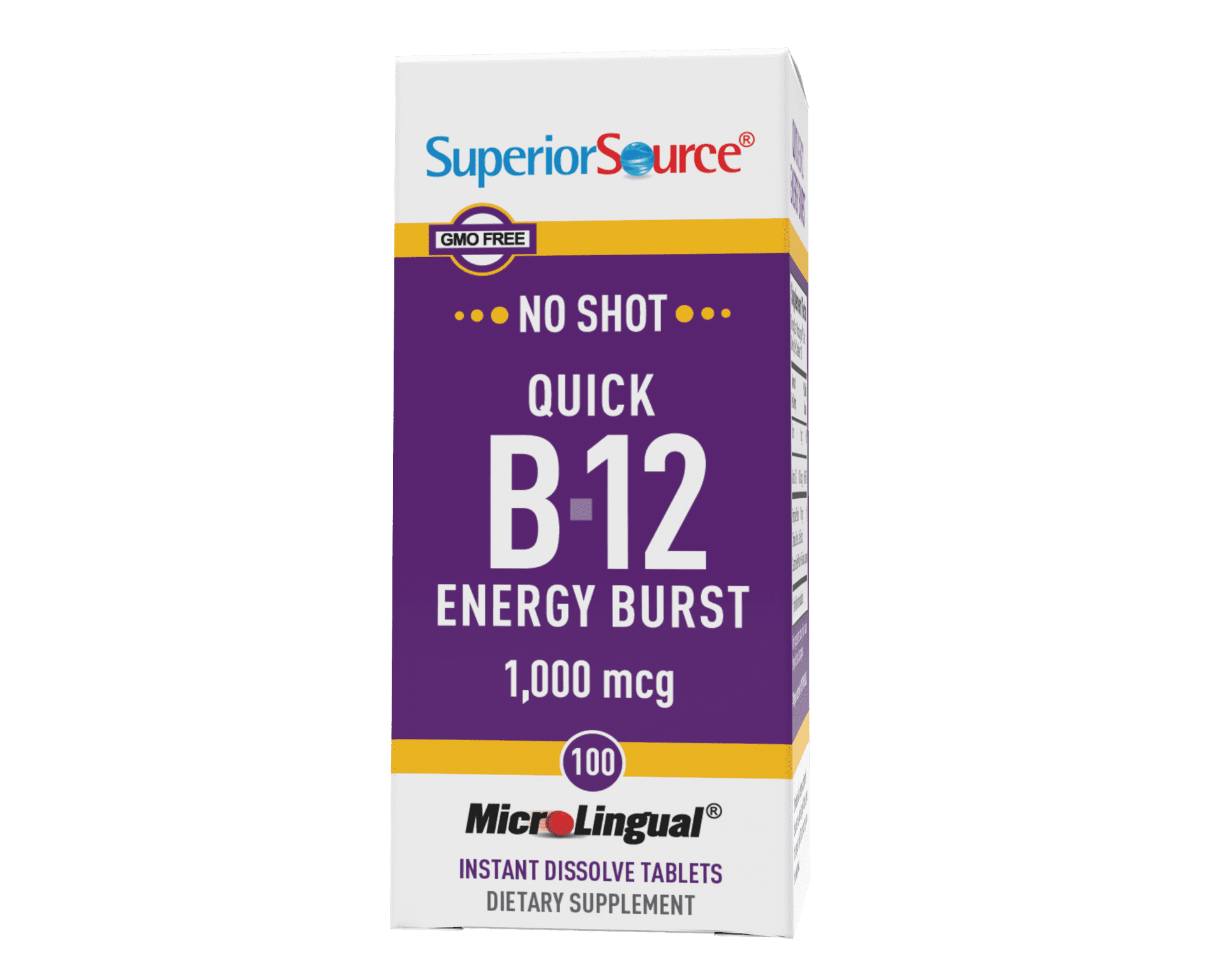 Superior Source No Shot Quick Vitamin B12 Energy Burst 1000 mcg 100 Count