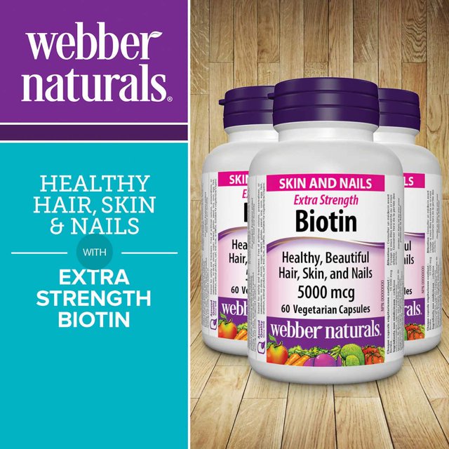 webber naturals Biotin 5000 mcg Vegetarian Capsules, 60-count, 3-pack