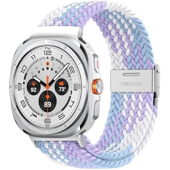 can Stretchy Braided Bands For Samsung Galaxy Watch Ultra/Ultra 2 (47MM), Smartwatch Replacement Elastic Nylon Woven Breathable Sport Strap For Galaxy Watch 7 Ultra 2024/2025 Men Women